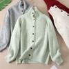 Dimanaf 2025 Sweaters Buttons Turtleneck Solid Cardigan Red Autumn Women Knitting Loose
