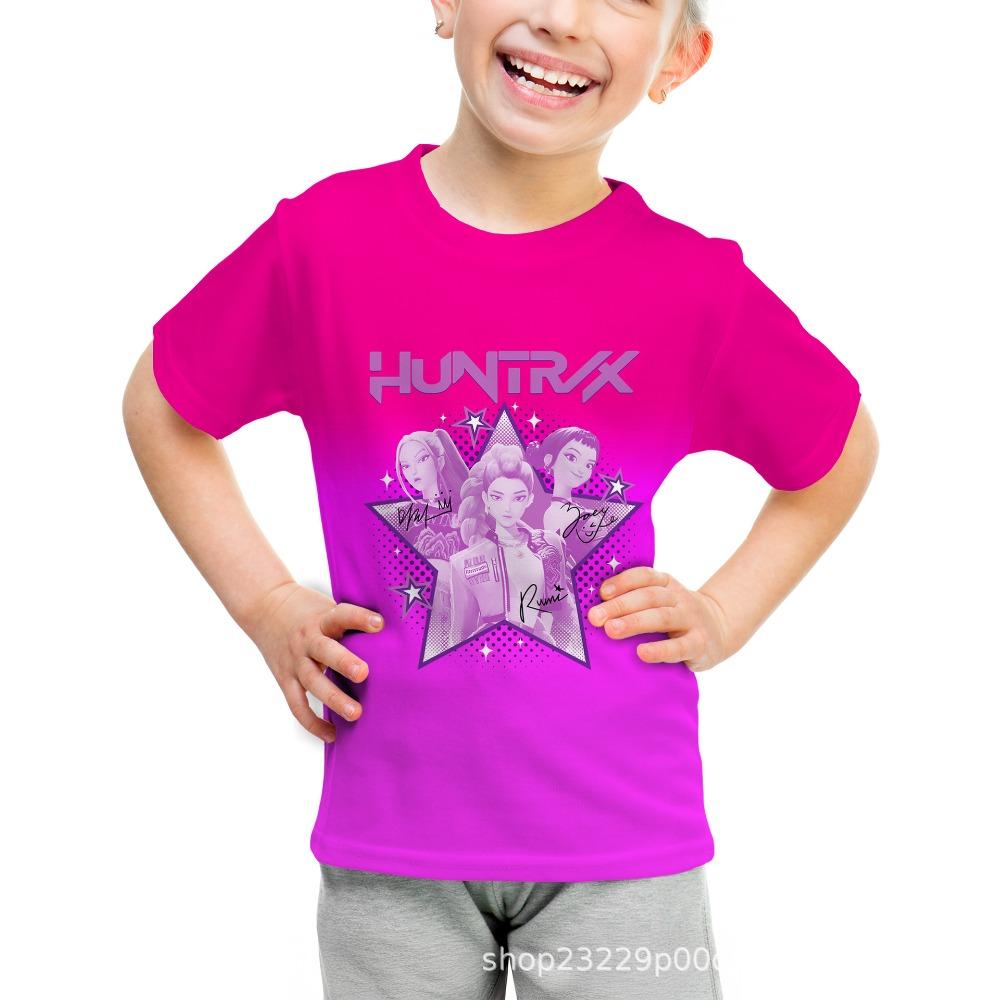 Children's casual short-sleeved T-shirt k-pop witch hunter group pattern 3D printed children's short-sleeved T-shirt