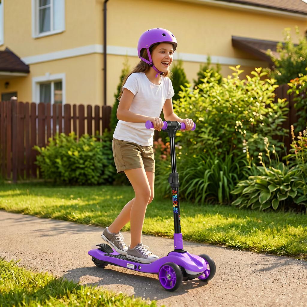 Electric Scooter for Children 6+, Foldable, 3 Wheels, Max Speed 8 km/h, 64 x 29 x 83 cm, Purple