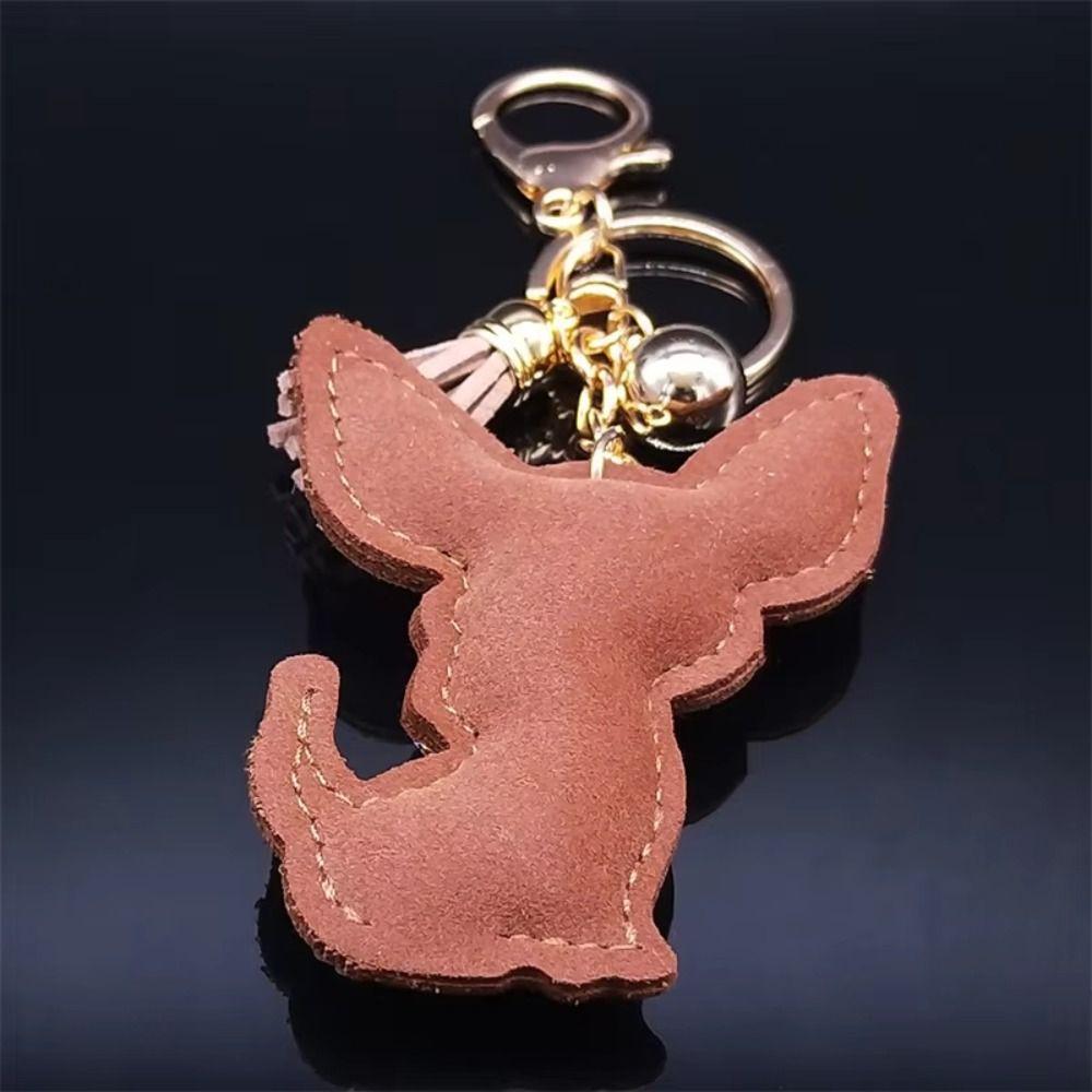 Bag Pendant Chihuahua Keychain Gold Color Crystal Keychain Fashion Dog Keyring Bag Accessories