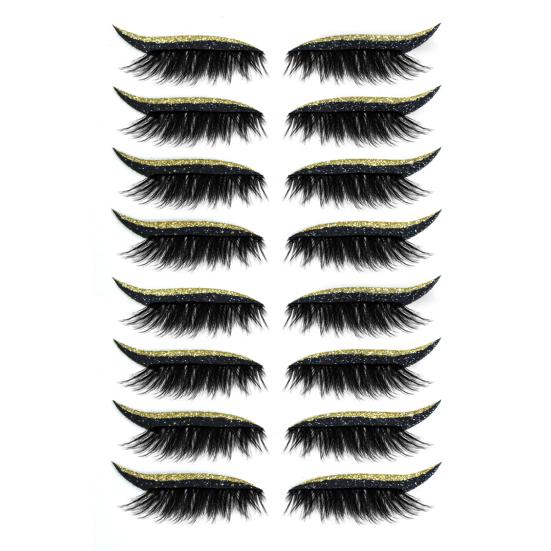 8 Pairs Lazy Eye Shadow Eyelash Patch Waterproof Glitter Eyeshadow Eyelashes Makeup Stickers Eye Makeup Stickers with False Lashes Shadow