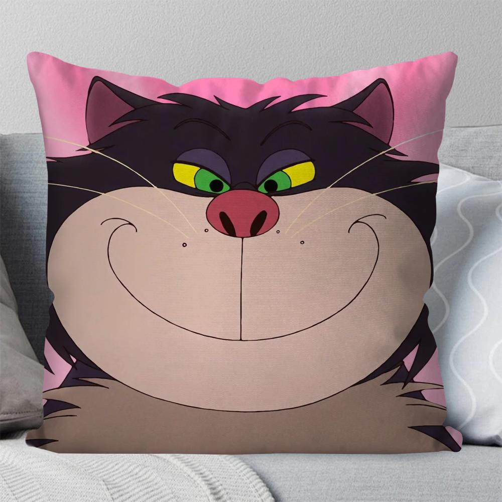 Мультяшная Милая Наволочка для Подушки с Котом Люцифером Квадратная Подушка Спальня Диван Отдых Комфортная Подушка Автомобиль Гостиная Домашнее Украшение 40X40