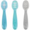 Силиконовые ложки для детского питания Nuby для младенцев, 3 шага, набор из 3 штук, цвет морской волны, синий, серый, 1 комплект