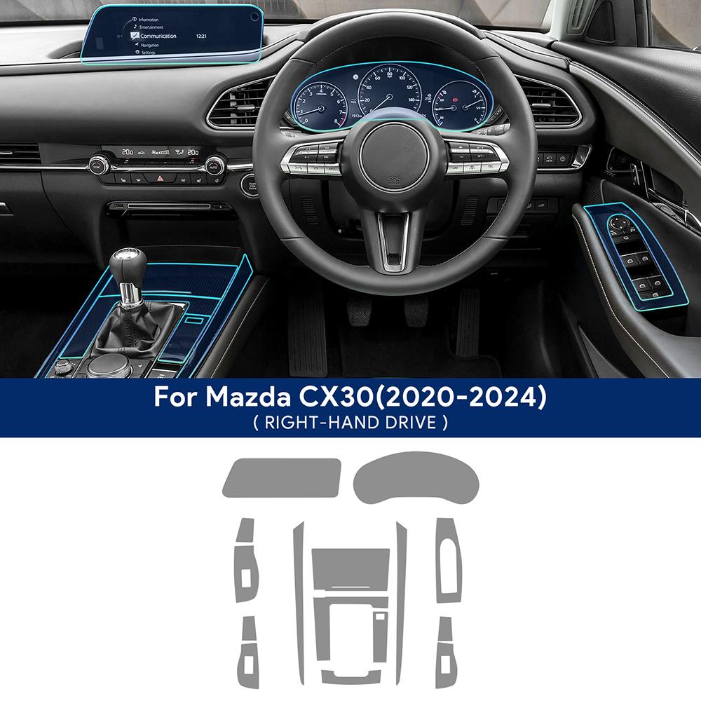 Для Mazda CX30 -2024 Внутренняя центральная консоль Панель переключения передач Навигационный экран Защитная пленка из ТПУ Антицарапина Ремонт LHD RHD