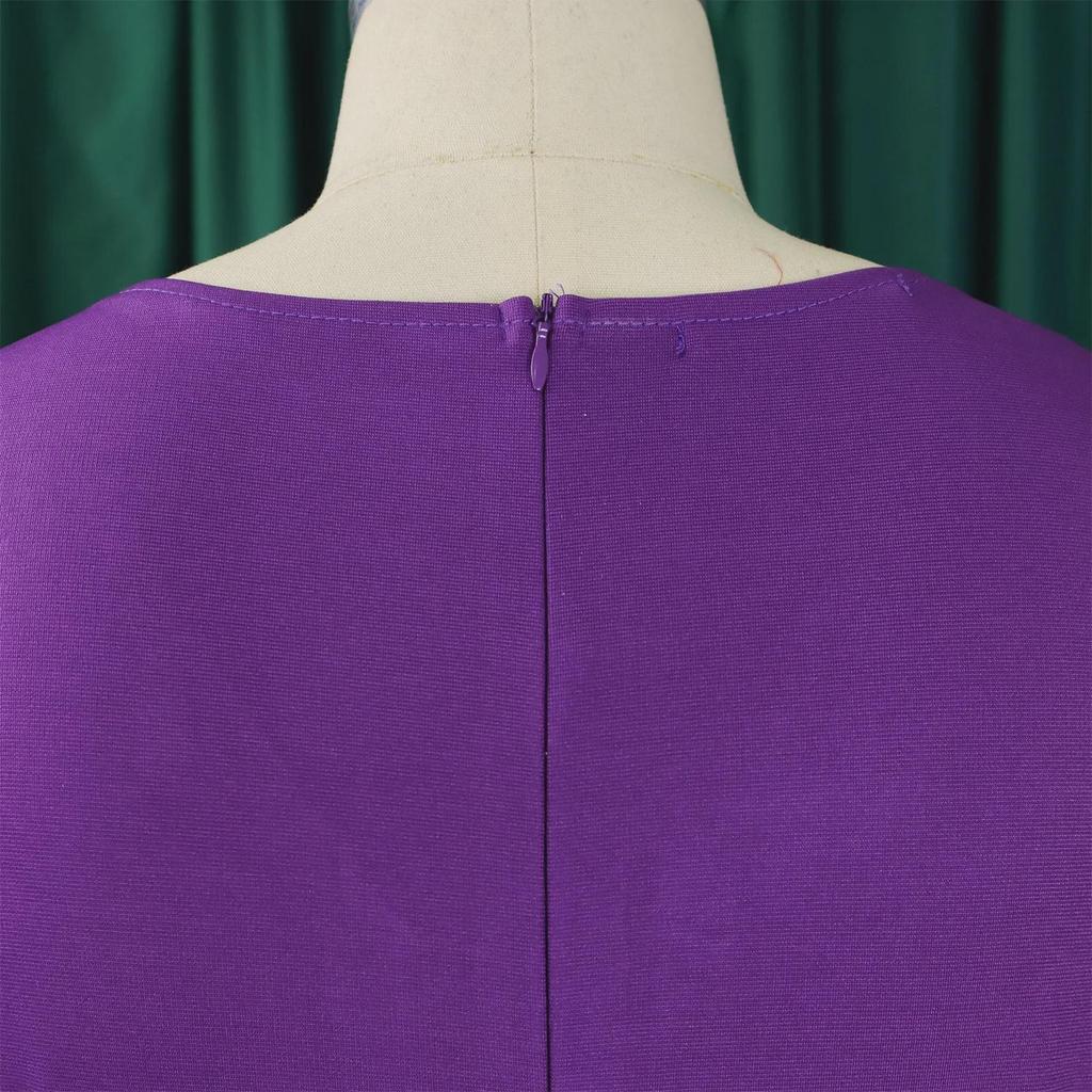 D533 Плюс Размер Женское Элегантное Однотонное Платье в Африканском Стиле с Рукавом 5-Точек - Мода Осень 2024