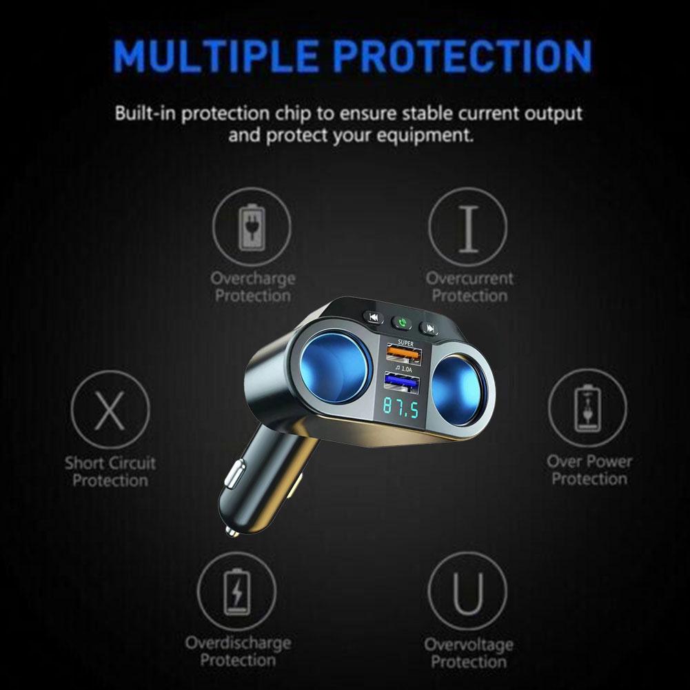 3.1A Двойное USB Быстрое Автомобильное Зарядное Устройство Беспроводной Bluetooth FM Радио Модулятор 12/24В Автомобильный Прикуриватель Передатчик Плеер Адаптер Розетка T3O5
