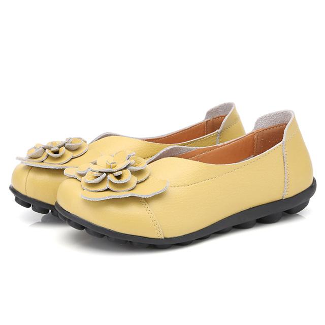 Moccasins Soft Genuine Leather Flat Shoes Women Flats with Flowers Ladies Shoes Women Designers Loafers Slip On Ballerina