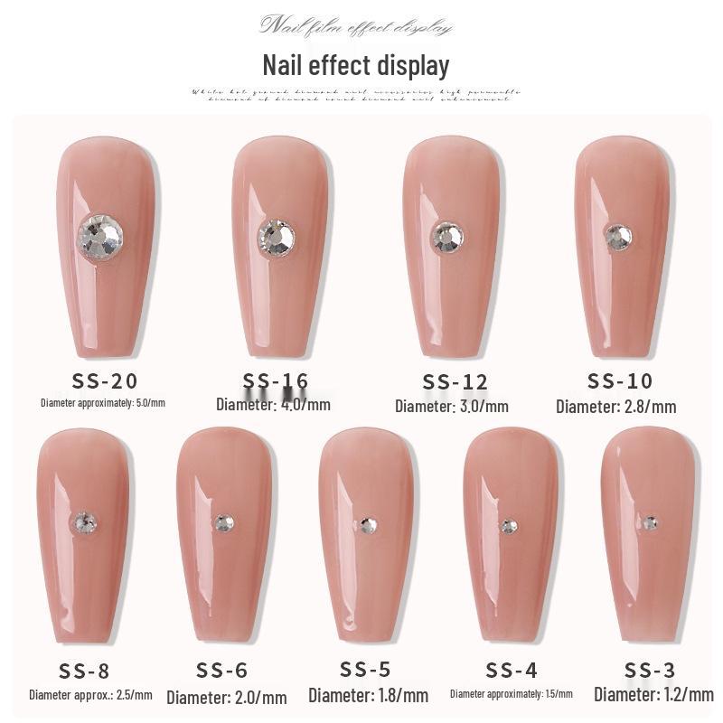 1440-Piece Aurora White AB Transparent Round Nail Art Rhinestones - Non-Fall-Off Flatback Glass Diamonds