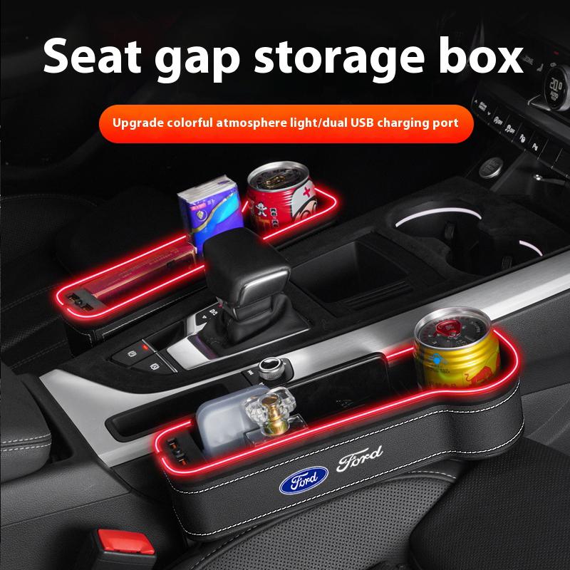 qmzhr10 For Ford Mondeo Focus Explorer Escape Kuga Everest Bronco F-150 Ranger Transit Car Seat Gap Light Storage Box