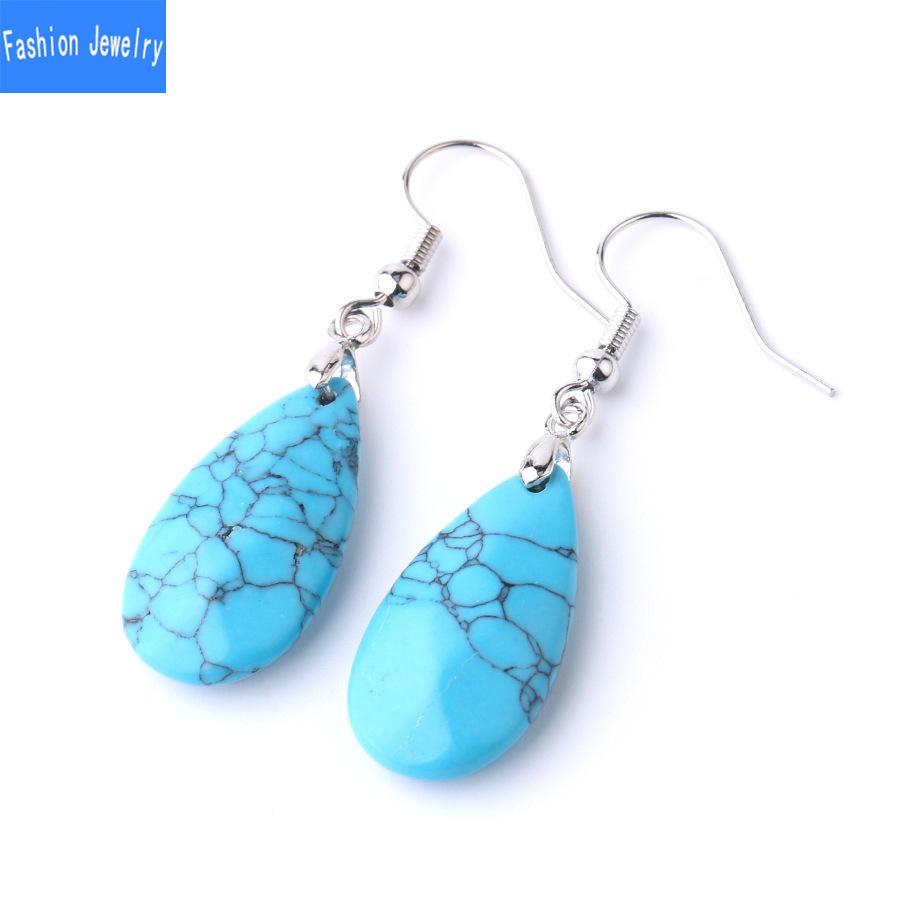 Natural Crystal Cut Jewelry Cut Angle Quartz Crystal Earrings Water Drop Shaped Semi Gem Diamond Cut Earrings
