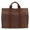 Excellent Tote Bag Her Line MM Serie Button Canvas Handbag Brown Used