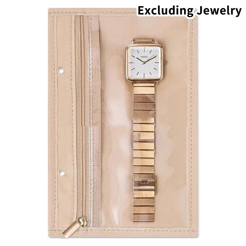 PU Leather Jewelry Storage Book Zipper Clear Pockets Jewelry Packaging Box Necklace Binder Storage Display Product For Women