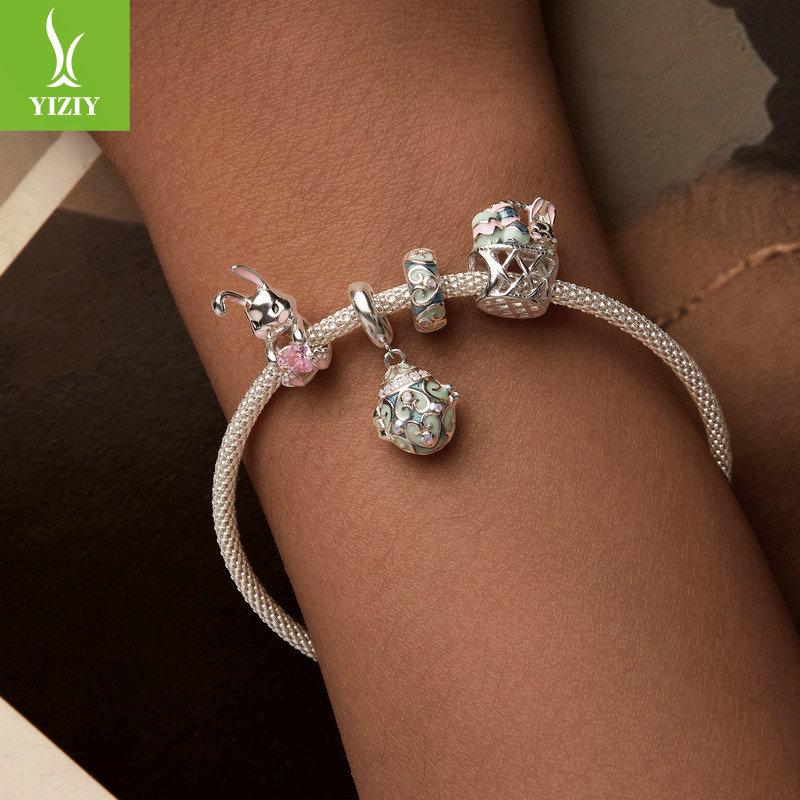 Yinziyun Sterling Silver Easter Egg Rabbit Bracelet Kit with S925 Beads and Spacers
