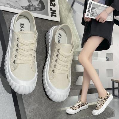 Летние парусиновые туфли на платформе женские новая модная повседневная дышащая шнуровка спереди белые туфли универсальный тренд