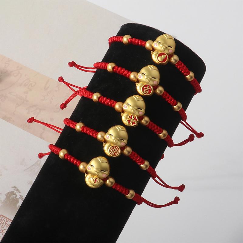 Браслет на удачу из красной веревки на год Змеи в китайском стиле, браслет удачи по зодиаку Змея, ювелирные изделия, аксессуары, подарки
