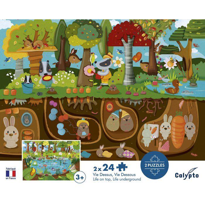 2 Puzzles - SENTOSPHERE - 24 pièces - La Vie Dessus / Vi Dessous - Observation - Mémoire - Logique - Dès 3 ans