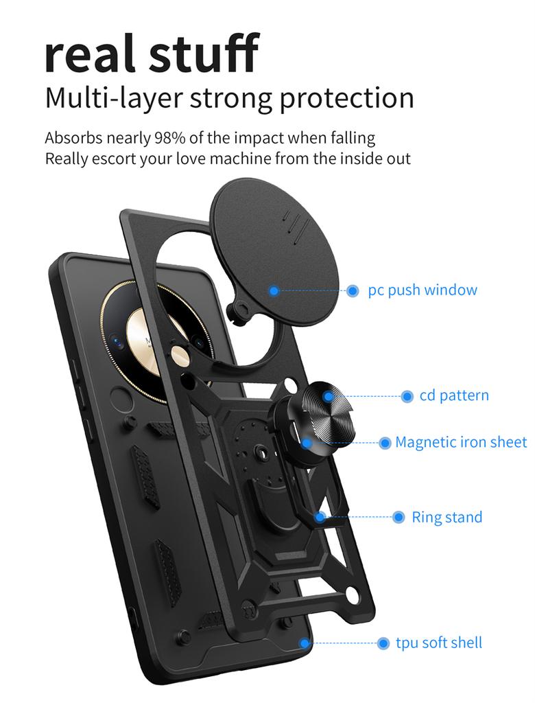 For Honor Magic5 Lite 5G Case Magnetic Holder Ring Phone Cases for Honor Magic 5 Lite 6.67" Magic5Lite Camera Armor Back Cover
