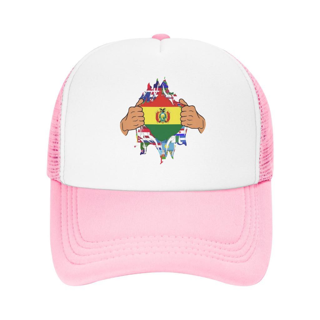 Pride of bolivia flag in my heart Custom Mesh Baseball Caps For Womens High-end Male Beach Golf Hat Snapback Cap