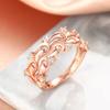 Huitan Waterdrop Pattern New Women Rings Rose Gold Color Aesthetic Bridal Wedding Rings Creative Design Female Party Jewelry