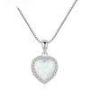 PAG&MAG Opal Heart Necklace with 3A Zircon Silver Pendant for Women
