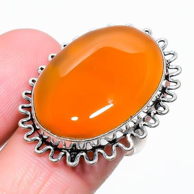 Кольцо из серебра 925 пробы с драгоценным камнем сердолик размер 7 P2z97