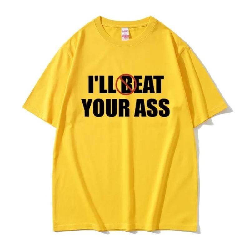 Футболка «I'll Beat Eat Your Ass Pun Joke» с принтом, летняя мужская и женская футболка из чистого хлопка, свободная, дышащая и впитывающая пот, 2024 г., с короткими рукавами
