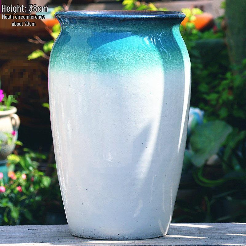 Vintage Ceramic Pot for Indoor/Outdoor Use – Large, Breathable Coarse Pottery for Green Plants, Tall Wide Mouth Design for Bougainvillea & Succulents