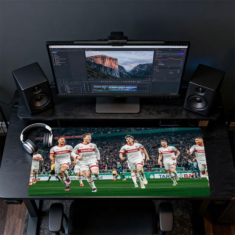 VFB Stuttgart Players Mouse Pad, Large Gaming Desk Mat, Non-slip XXL Mousepad for Laptop & Tablet, Mini PC Playmat with Stitched Edges