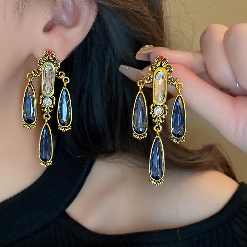 Элегантные серьги-капли из стразов в стиле французского двора серебристого цвета для женщин