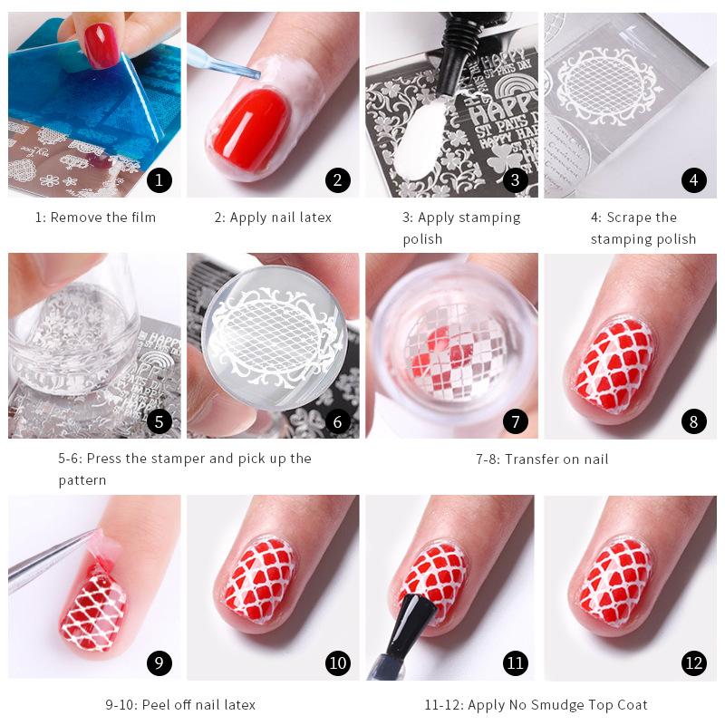 French Style Nails Art Stamp Plates Leaf Flower Stainless Steel Stencils Nail Printing Image Manicure Stamping Tools