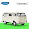 1/24 Scale Welly Volkswagen T2 Bus Alloy Car Model Diecasts Metal Toy Vehicles Car Model High Simulation Collection Childrens Gifts