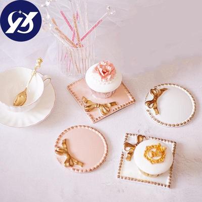 Смола мини-поднос для торта с бантом, держатель для торта, десертное блюдо, тарелка, свадебная вечеринка, день рождения, украшение десертного стола