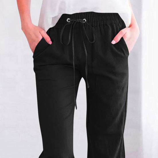 Женские укороченные брюки с эластичной талией, регулируемые повседневные брюки с карманами, спортивные свободные брюки длиной до середины голени