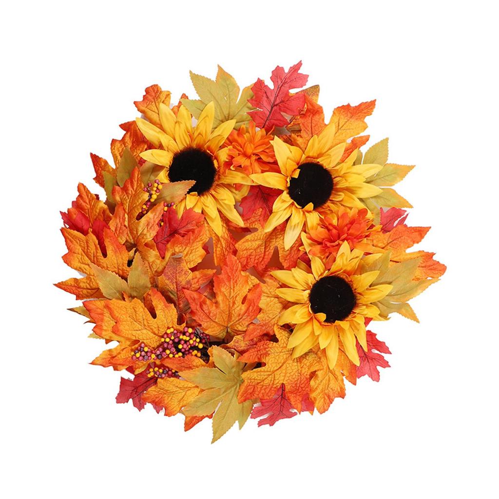 Осенний венок Венок из искусственных цветов Кленовый лист Урожай Осенняя гирлянда для помещения и улицы Хэллоуин Окно Фестиваль Крыльцо