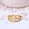 Brass Open Leaf Ring, Wide Chevron Band, Nature Inspired Statement Ring, Bohemian Thumb Ring, Minimalist Cut-Out Gift