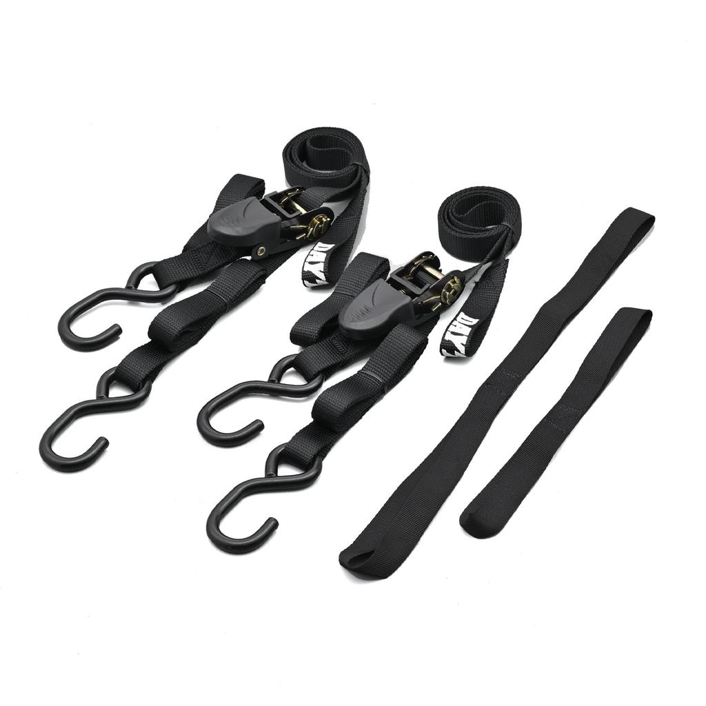 Daytona Motorcycle Tie Down Belt Sub Belt Set of 2 Ratchet Type Load Capacity 300kg Belt Width 25mm Black 42041