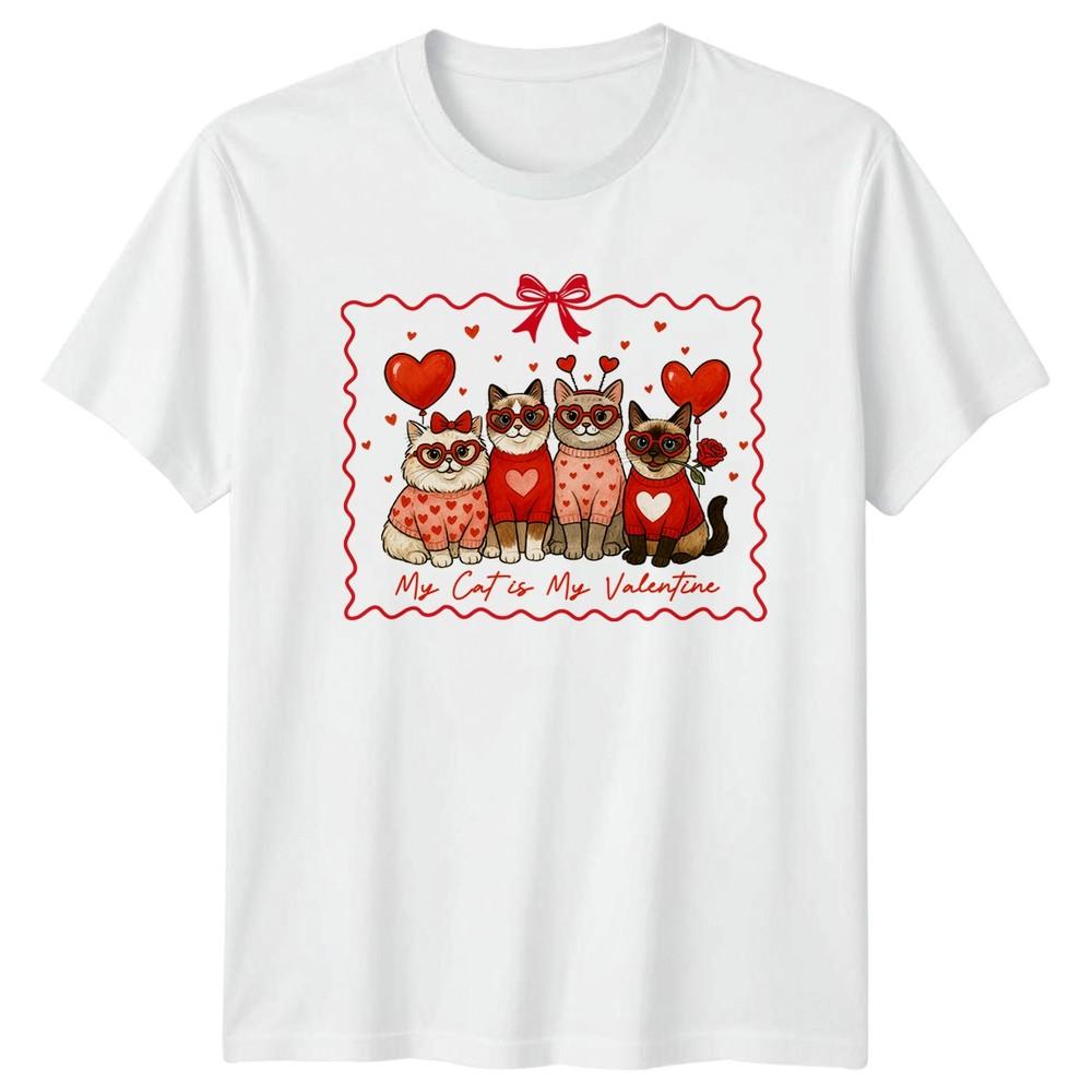 Cats Valentines Day Hearts Unisexs TShirt Unisexs Tee Graphic Unisex Top
