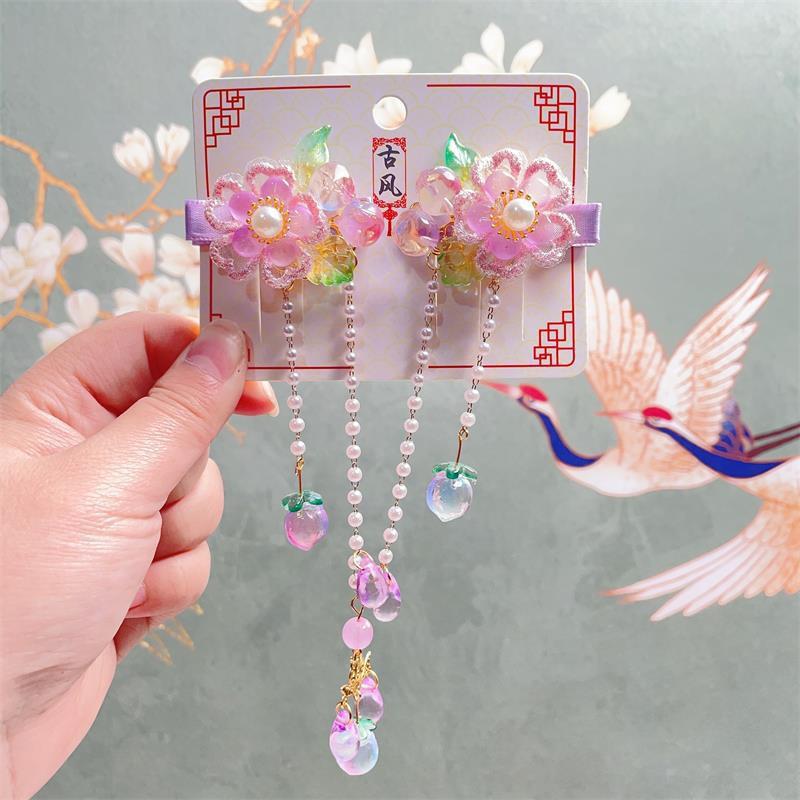 Детский ханьфу, аксессуар для волос в виде цепочки на лоб принцессы с кисточкой и бинди