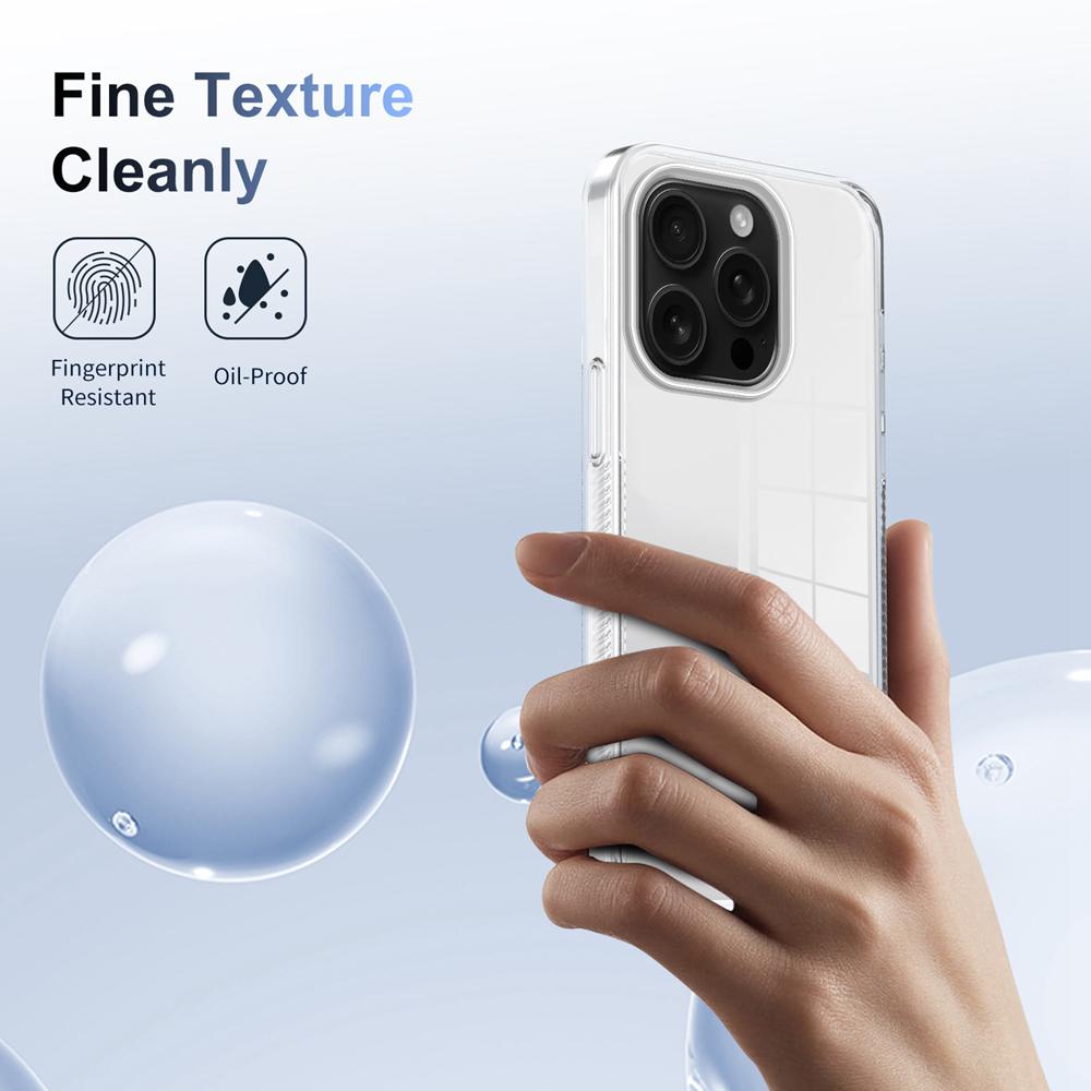 KEYSION Transparent Case for iPhone 16 Pro Max 15Plus TPU+PC Anti-slip HD Clear Shockproof Phone Cover for iPhone 15 Pro 16 Plus