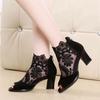 Sexy Lace Summer Slipper Medium Heel Plus Size Sandals Breathable Mesh Fashion Comfortable High Heels
