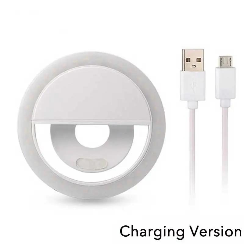Светодиодное кольцо для селфи, USB-зарядка, линза для мобильного телефона, лампа для iPhone Samsung Xiaomi Huawei