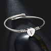 Silver Heart Initials Bracelet A-Z Letter Engraved Cuff Bracelets Titanium Steel Bangle Birthday Jewelry Gift for Women
