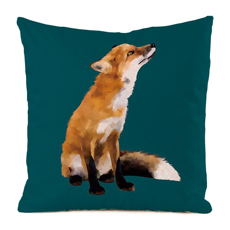 Norwegian Feng Shui Cartoon Fox Digital Printing Short Plush Pillow Covers For Car Sofa Office Cushion Cover Home Goods