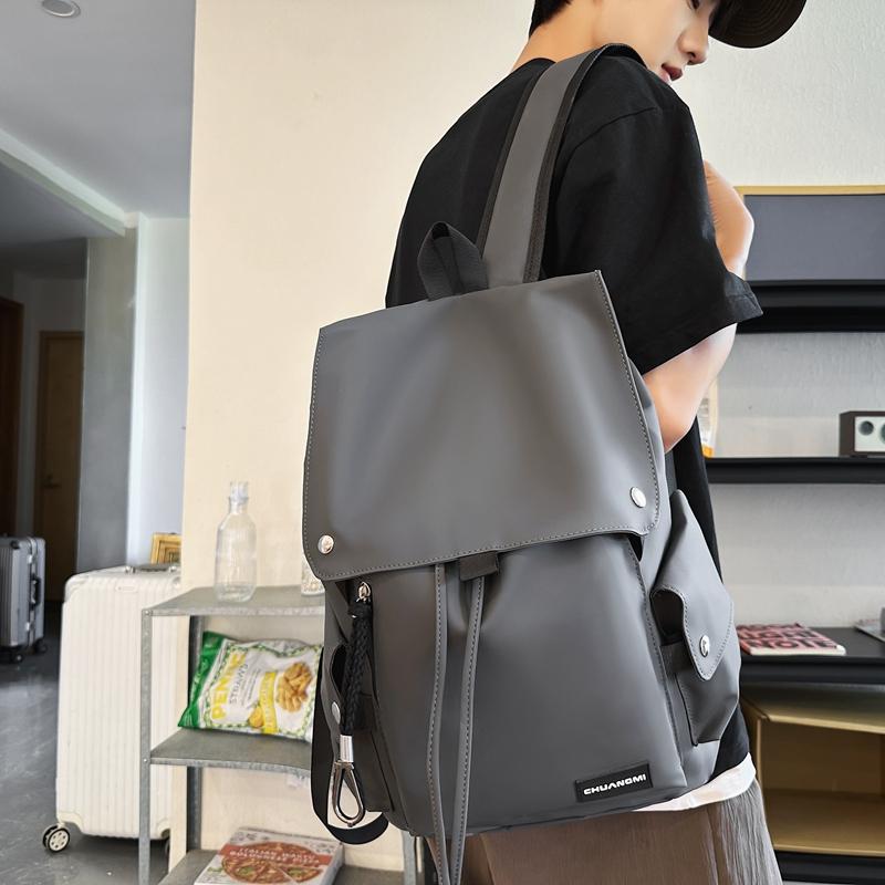 Solid Color Men's Backpack Women's Large Capacity Travel Backpack Student School Bag