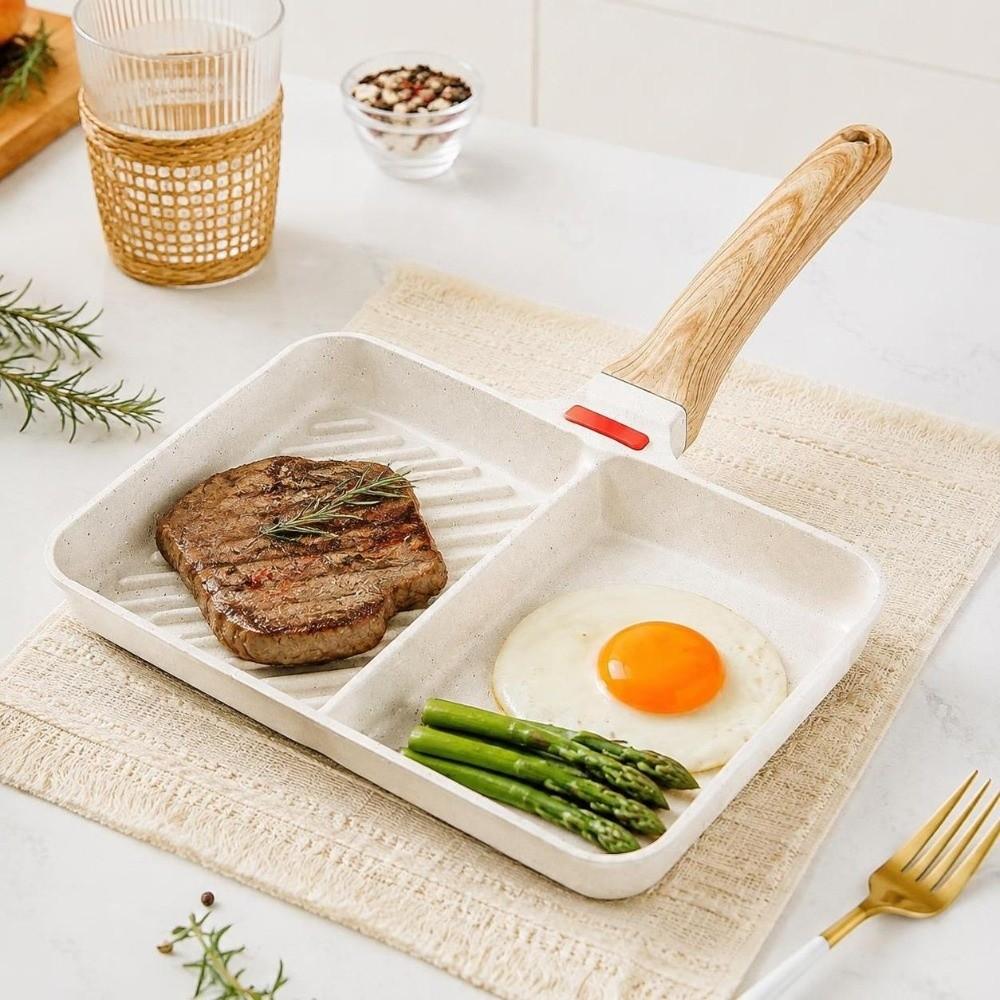 Temperature Sensing Breakfast Skillet Maifan Stone Coating Steak Frying Pan Breakfast