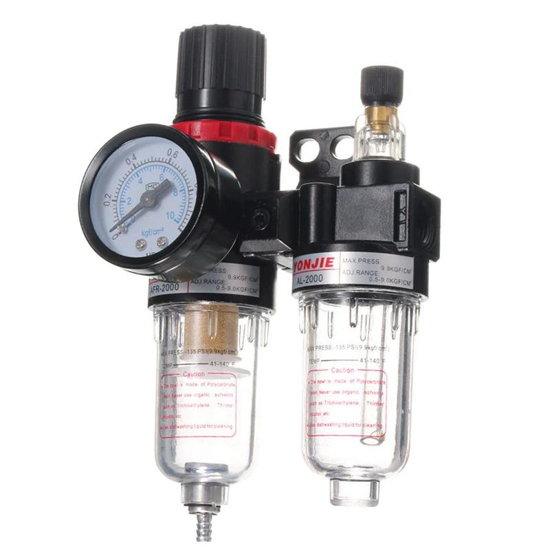 G1/4" In Line Air Compressor Filter Regulator Gauge Trap Oil-Water Filter Air Separator Pressure Regulator Airbrush Compressor
