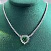 Xiancan Jewelry: 2023 S925 Silver Heart-shaped Green Zircon Necklace - Women's European and American Style Fashion.
