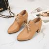 Fashion 2024 Spring Summer Woman Fashion Pointed Toe Small Leather Pumps Ladies British Style High Heel Lace Up Plus Size Women Shoes 44