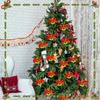 12Pcs Furry Christmas Green Elf Ball Soft DIY Green Christmas Balls 6cm with Bow and Heart Christmas Tree Hanging Decoration