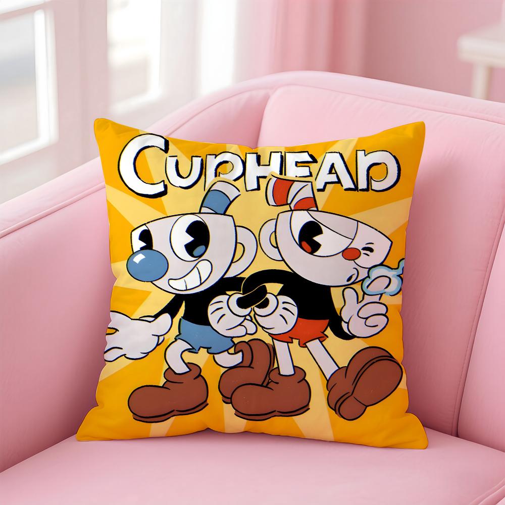 Классическая игра Cuphead Милая Наволочка Пылезащитная Наволочка Невидимая Молния Шелковистый Короткий Плюш Чехол на Подушку Дивана
